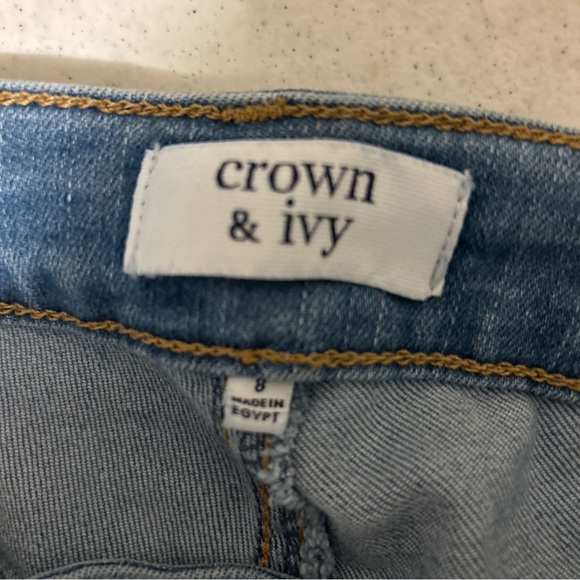 NWT Crown & Ivy Cropped Jeans Women’s 8 Danna Blue Denim Mid Rise Rolled Casual - Picture 6 of 13